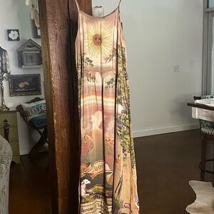 Sun and Landscape Print Maxi Dress
